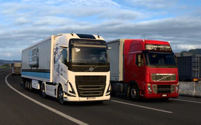 4月2日 沃尔沃红色涂装的FH3和早濑优香涂装的FH6并排前进