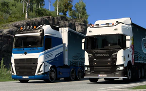 在挪威山间小道合影的沃尔沃FH6和斯堪尼亚G (3).png